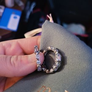 Diamond and sterling silver ring set